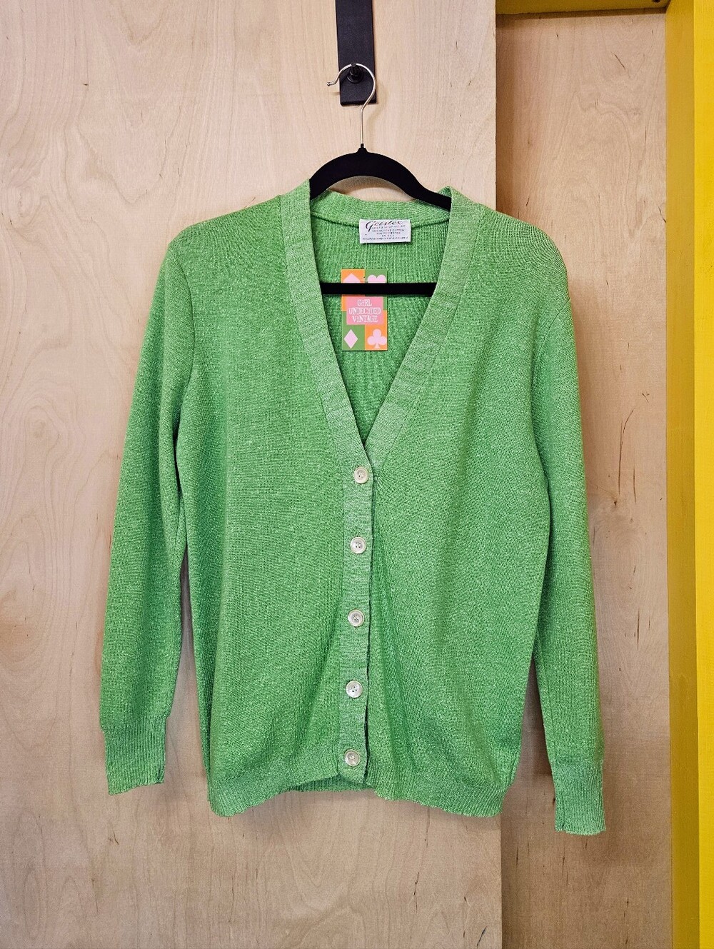 70s Lime Green Cardigan Sweater